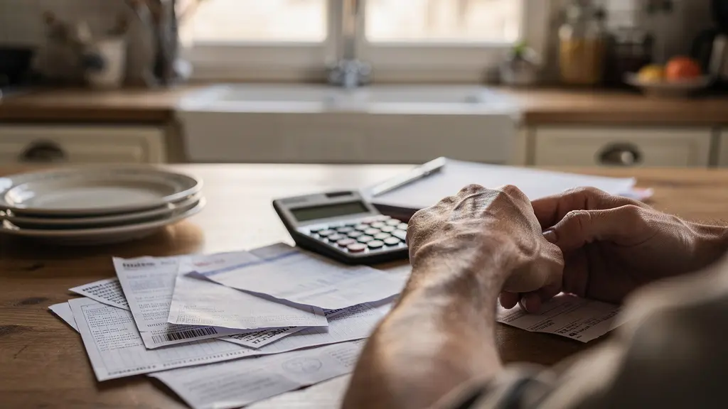 Propriétaire consultant ses factures énergie dans cuisine française